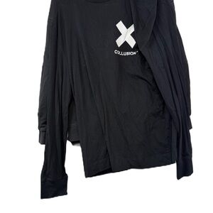 Collusion Black Graphic Long Sleeve Shirt & plain black sweatshirt set